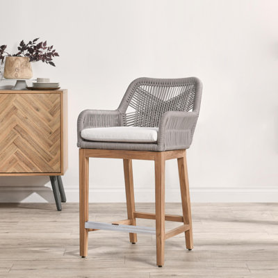 Marley Teak Outdoor Stool with Cushion