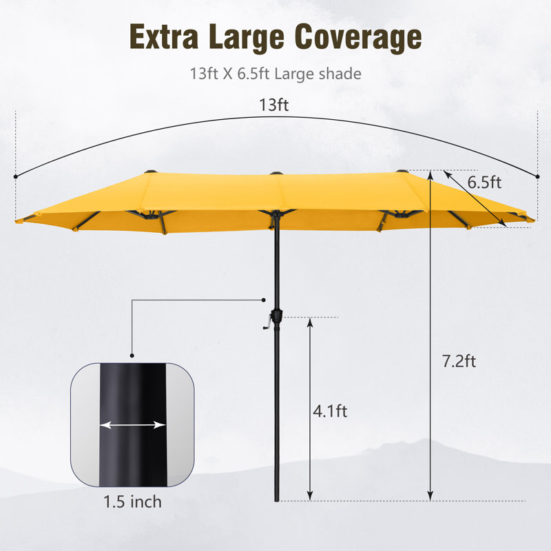 Parasol de marché rectangulaire 13 pi Aletse, Jaune doré