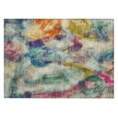 Machine Washable Indoor/Outdoor Husby ACN2204 Abstract Rug