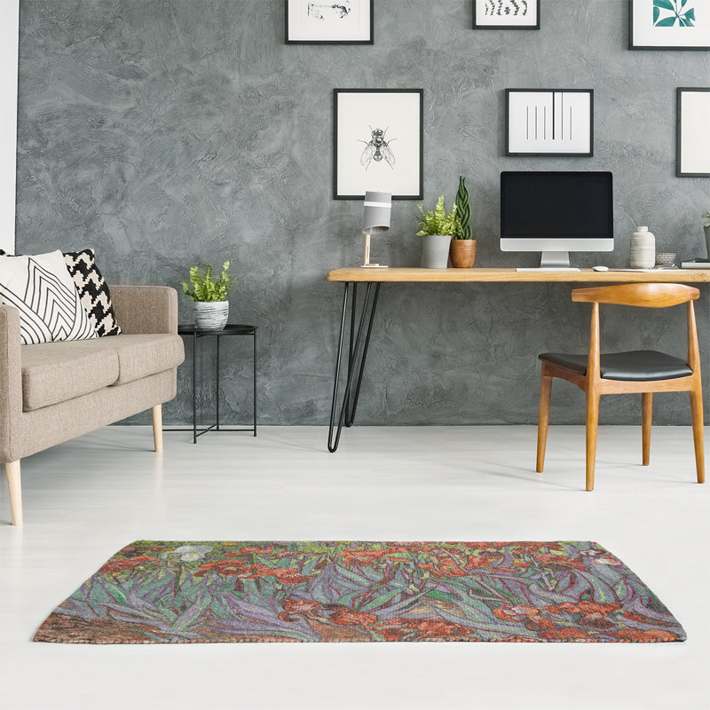 Tapis brun/vert irises chenille, Rectangle 2 pi x 3 pi