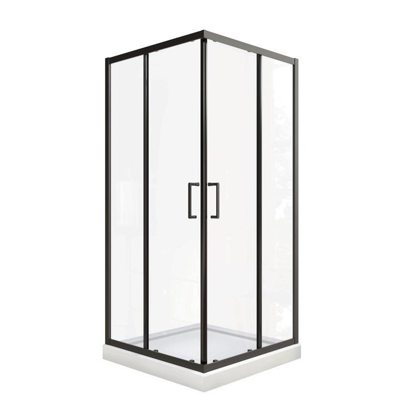Porte de douche pivotante coulissante, avec verre trempé 1/4 po, cabine de douche néo-angle sans cadre 34,75 po x 72 po
