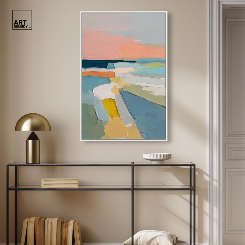 Grande décoration murale Pastel Fields III par Art Remedy, cadre blanc, 24 x 36, H 37 po x l 25 po, Cadre blanc