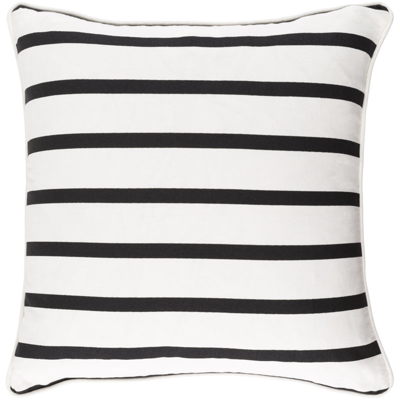 Manylath Striped Cotton Reversible Throw Pillow, Polyester/Polyfill, White/ Black