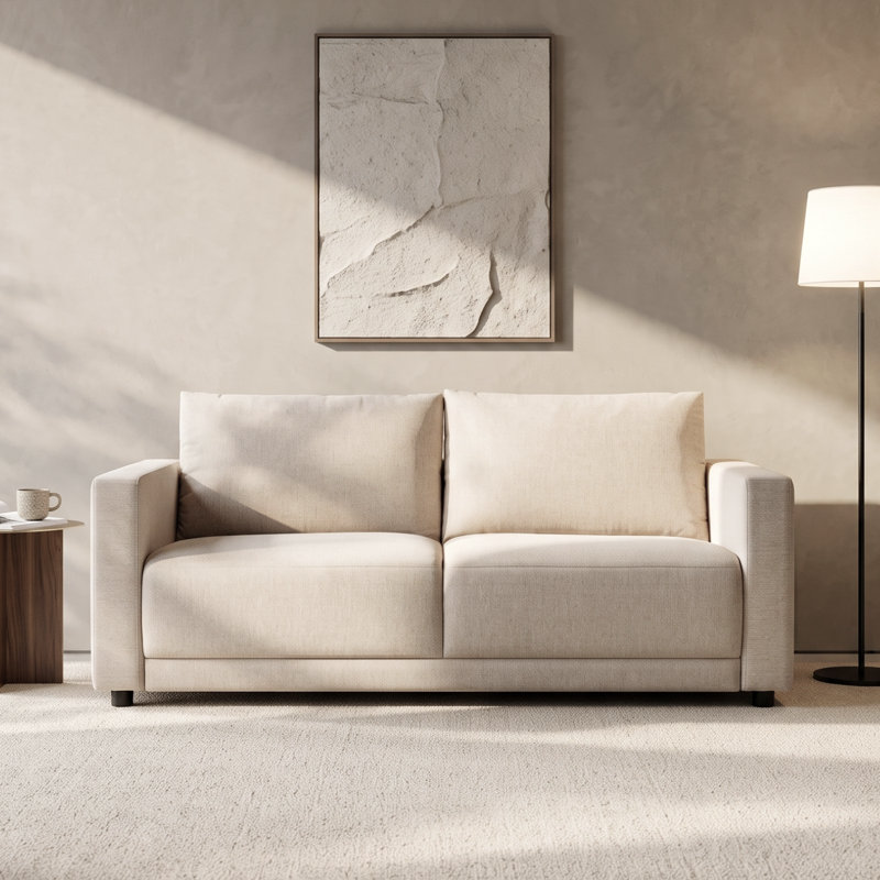 Horka Fabric 3 Seater Sofa, Cream Polyester