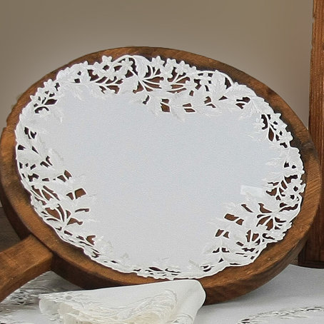 Ollert Polyester Floral Doily, 16" L x 16" W