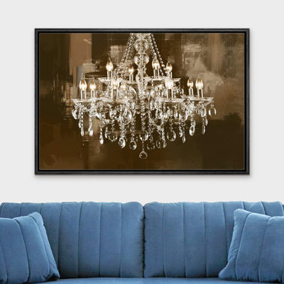 Lustre en cristal Glam Brown sur fond foncé, lumières décoratives, art moderne sur toile