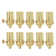 Royal Designs, Inc. 3 Way Vintage Turn Knob Lamp Socket For Incandescent LED Bulbs, Polished Brass, Set Of 10