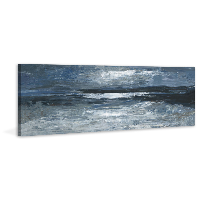 Midnight Ocean by Parvez Taj - Painting on Canvas, 5" H x 15" W x 1.5" D