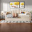 Lit de jour simple moderne avec lit gigogne réglable, revêtement en velours, poches de rangement pour la maison