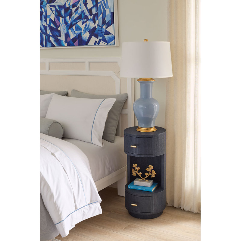 Aaron 2-Drawer End Table, Selvage Blue