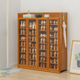 9 Tiers 45 Pairs Storage Free Standing Shoe Rack, Stand Sneakers Bamboo Cabinet for Home Hallway