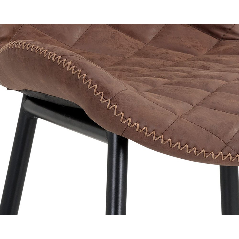 Lyla Upholstered Stool, Antique Brown Faux Leather, Counter Stool (26” Seat Height)