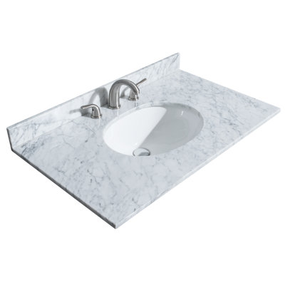 Plateau de meuble-lavabo simple 36 po en blanc avec lavabo