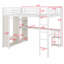 Structure de lit mezzanine avec garde-robe intégrée, bureau et tablettes de rangement