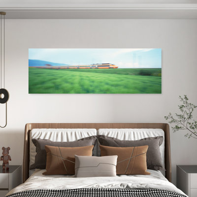 Tgv High-Speed Train Passing Through A Grassland Abstract Contemporary Landscape Nature Wall Art