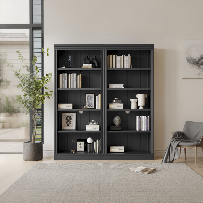 Five Solid Wood Bookshelves With Light Strips