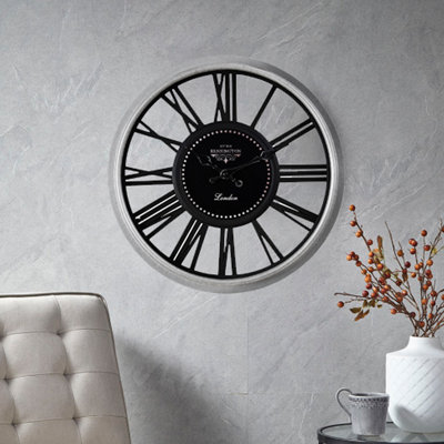 Horloge murale 16 po argentée et noire - décoration moderne?
