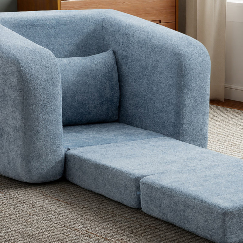 Ensemble de canapés-lits simples à compression de 40,1 po Boneless, Bleu pâle