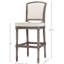 Tabouret de 31 po de hauteur gris, siège et dossier tissés, pieds tournés pour la cuisine avec pieds rembourrés, table de jeu idéale