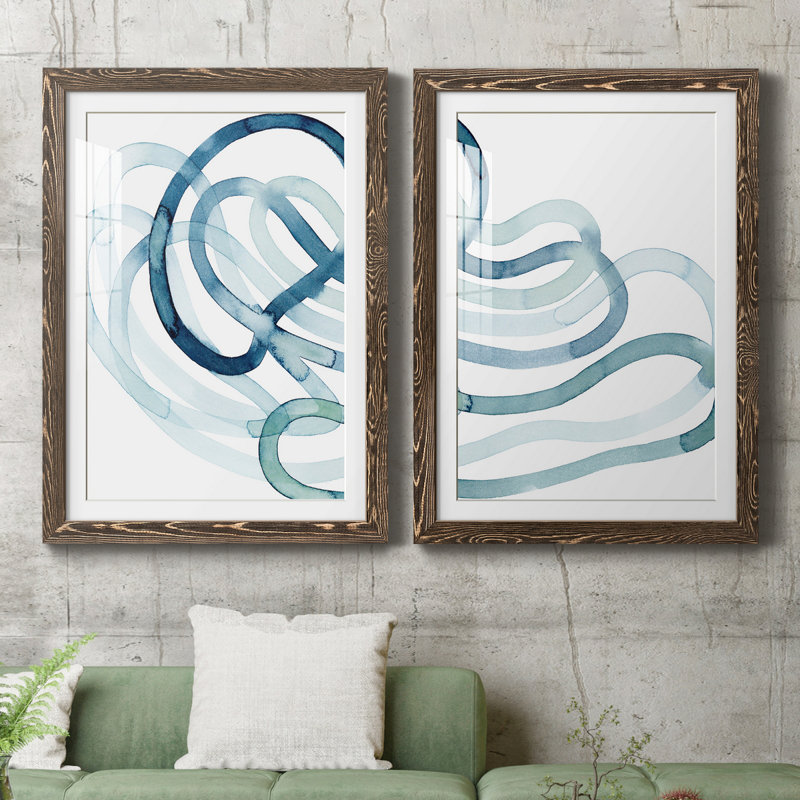 Lazuli III - ensemble de 2 reproductions d'art sur papier encadré, H 31,5 po x l 43,5 po x P 1 po, Noyer