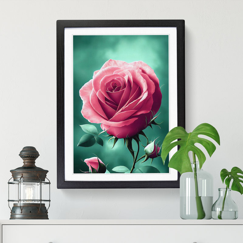 Rose Traditional Vol.3 - Single Picture Frame Painting, 46cm H x 34cm W x 2cm D, Oak
