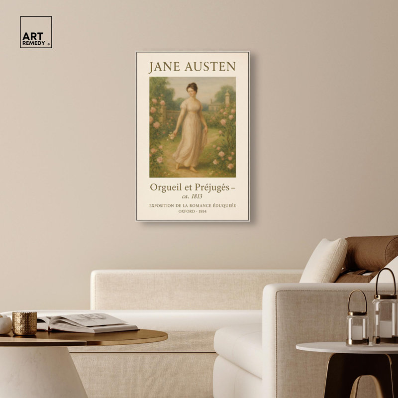 «Lady in Austen's World», affiche sur toile par Art Remedy, H 25 po x l 17 po, Cadre argenté