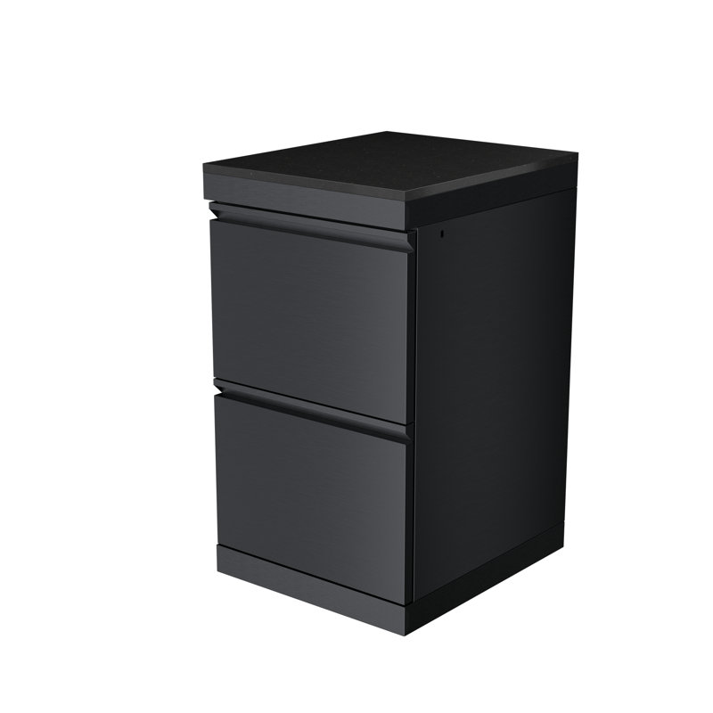 Armoire de rangement pour îlot de cuisine à double tiroir en acier inoxydable 304 noir