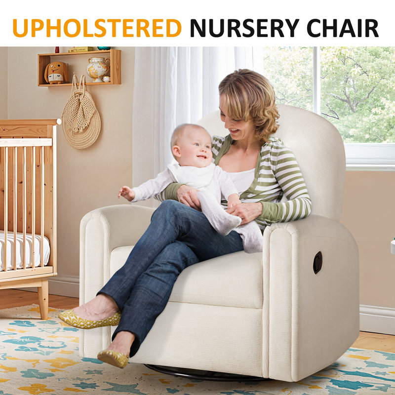 Fauteuil inclinable manuel oscillant en tissu 33,46 po Terry (ensemble de 2), Blanc