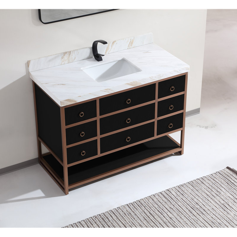48" Freestanding Standard Bathroom Vanity with Top, White