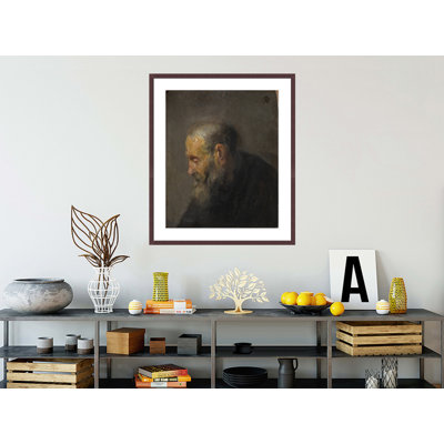 Étude d'un vieil homme de profil par Rembrandt van Rijn - Estampe numérique encadrée
