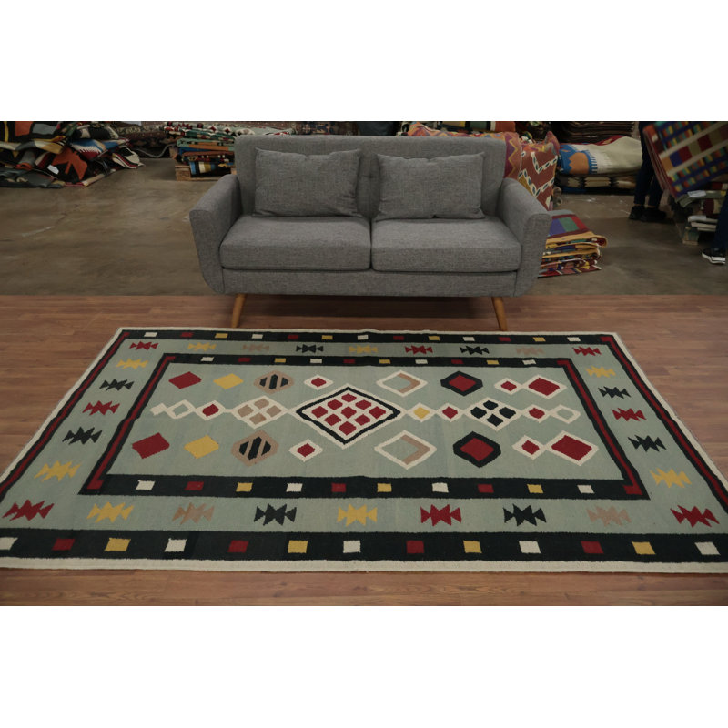 Tapis Bohemian Kilim 5 x 8 avec motifs tribaux multicolores