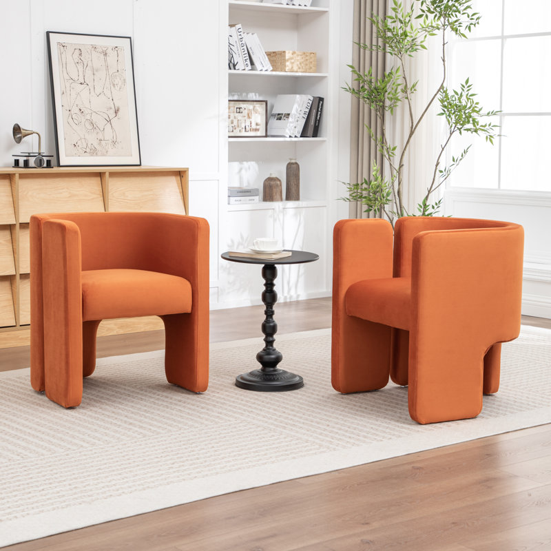 Jaimyn Upholstered Barrel Chair, Orange Velvet