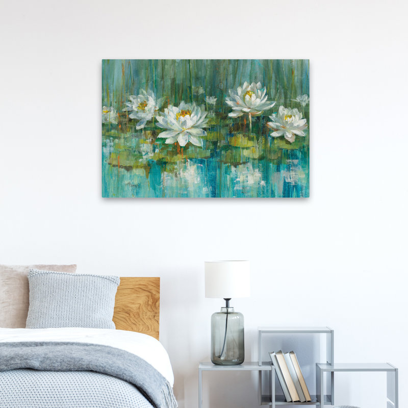 Motif floral abstrait - nénuphar V2, H 24 po x l 36 po