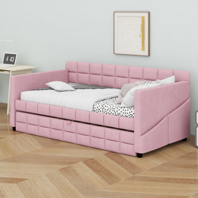 Lit de jour contemporain rembourré avec couchette et 4 poches de rangement latérales
