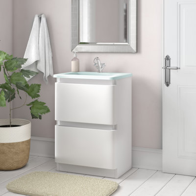 Bridge 595mm Single Bathroom Vanity with Integrated Glass Basin
