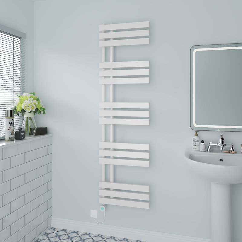 Resma Designer Towel Rail Heated Towel Rails, White, 160cm H x 45cm W x 7.35cm D