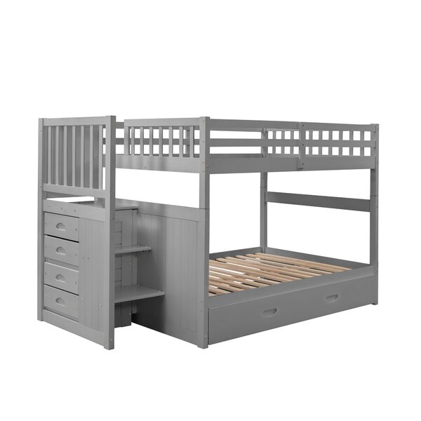 Harriet Bee Cyla Kids Full Over Full Bunk Bed with Trundle with Drawers ...