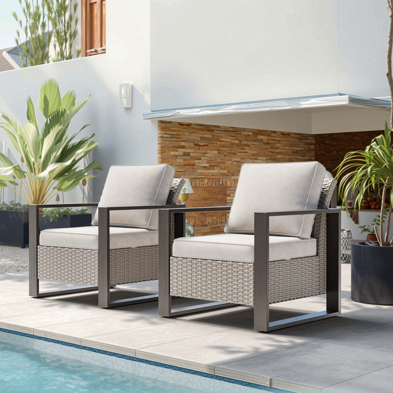 Chaise de patio avec coussins Creal, Beige
