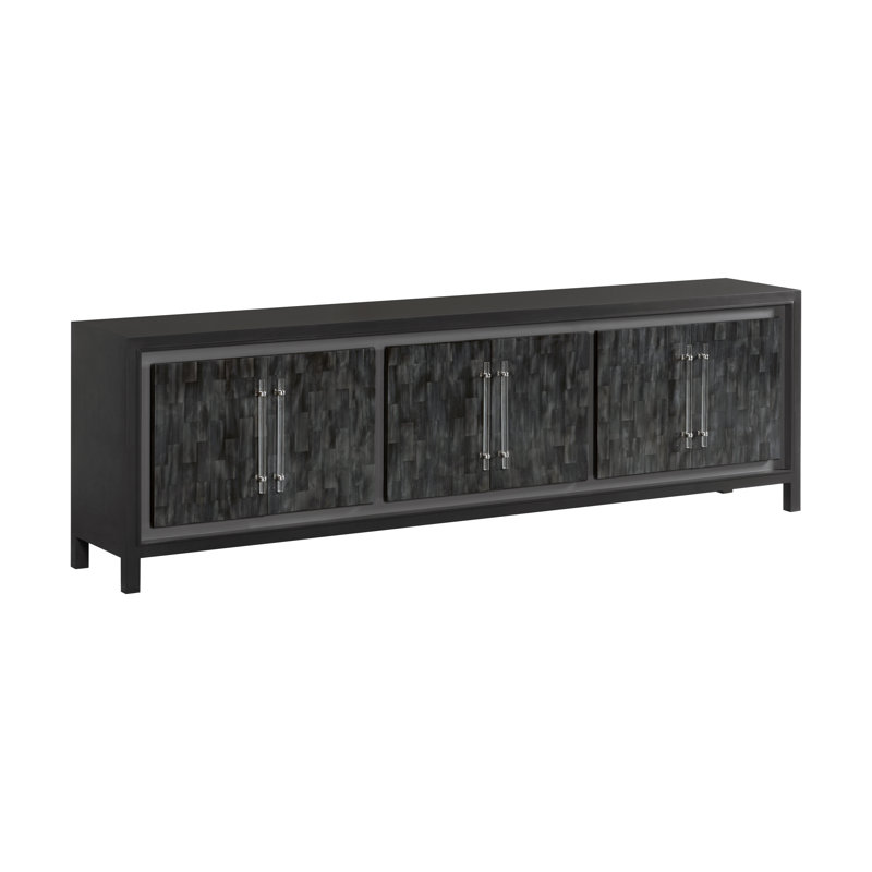 Signature Designs Elation White Long Media Console, Black
