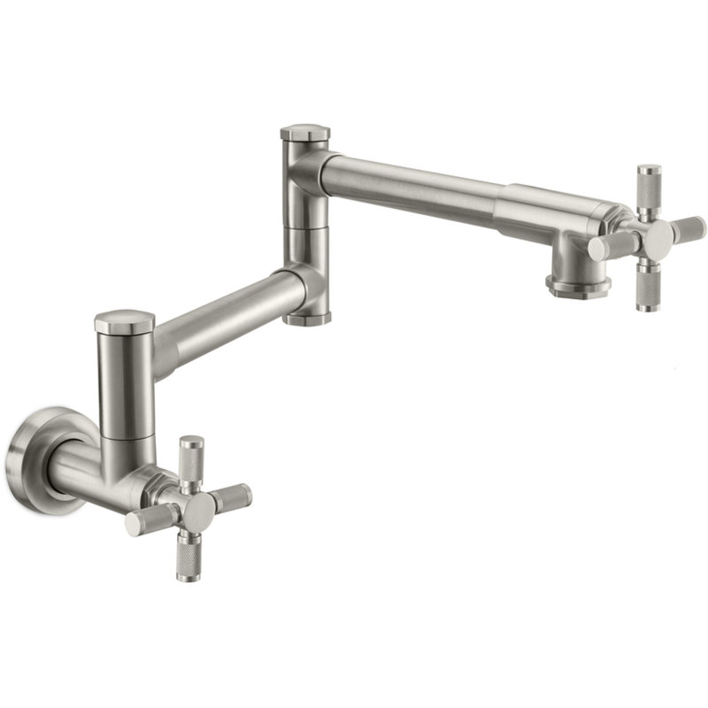 Descanso Pot Filler Dual Handle Wall Mount, Burnished Nickel