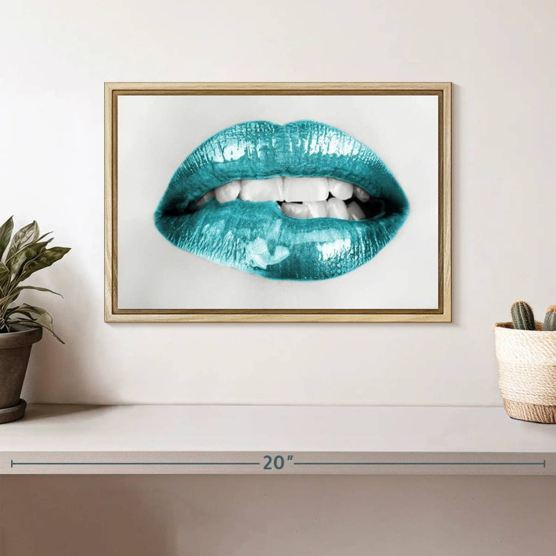 Bouche à lèvres, Cadre flottant en bois naturel, 13 po x 9 po