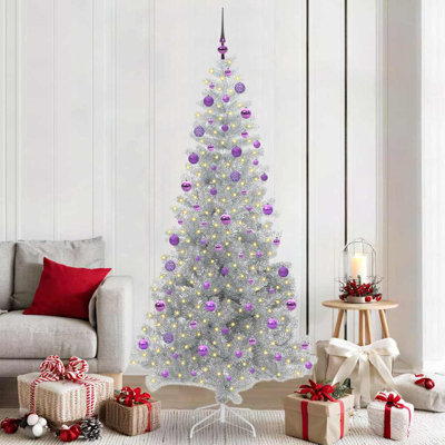 Christmas Tree with LEDs with Stand Silver PET