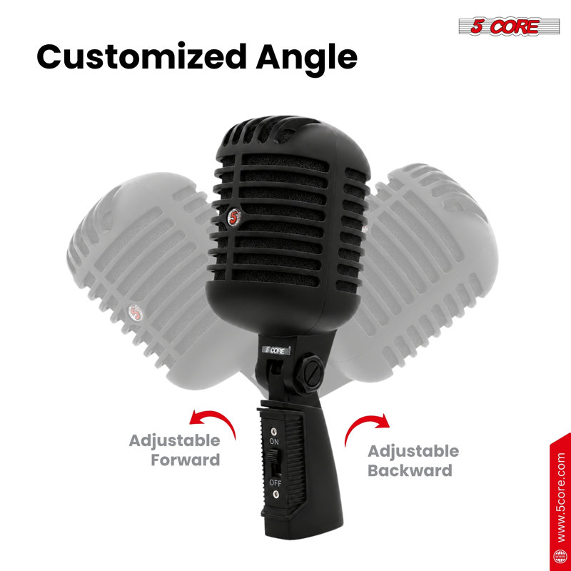 Microphone rétro dynamique à 5 cœurs emblématique de style rétro cardioïde classique