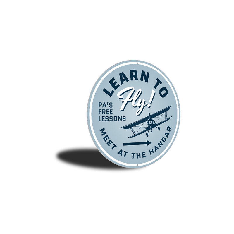Enseigne en aluminium «Apprendre à voler», H 18 po x l 18 po x P 0,06 po