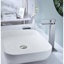Robinet de lavabo de salle de bain à poignée simple avec bec cascade et bonde escamotable sans trop-plein, acier inoxydable avec finition nickel brossé, jet stable et doux, température de départ facile à utiliser