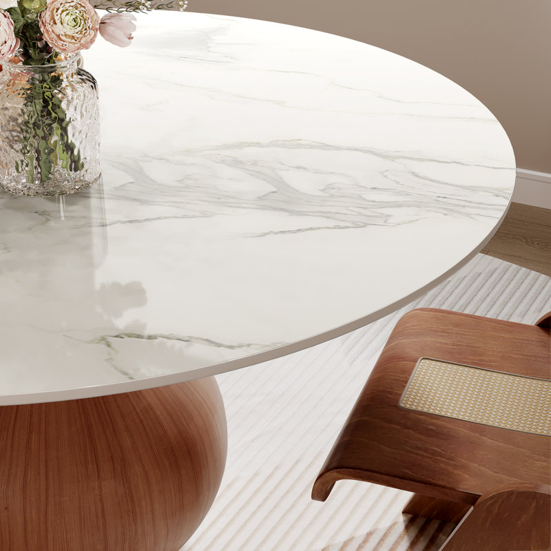 Ikerne Farmhouse Kitchen Table Vase-shaped Pedestal Dining Table Circular For 4/6/8, H 29,50 po x L 53,15 po x l 53,15 po