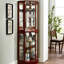 Armoire d'angle à 6 tablettes avec lumières, miroir, réglable, miroir à 6 tablettes couleur cerise, placage-918295235