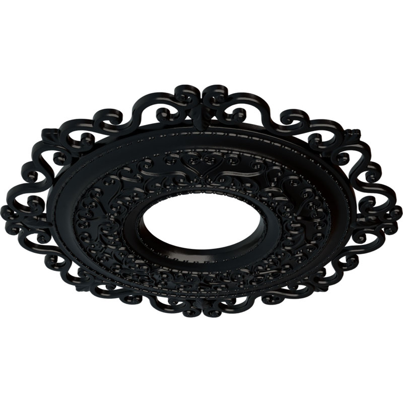Endurathane Orrington Ceiling Medallion, 22"OD x 6 1/4"ID x 1 3/4"P (Fits Canopies up to 6 1/4"), Hand-Painted Jet Black Finish