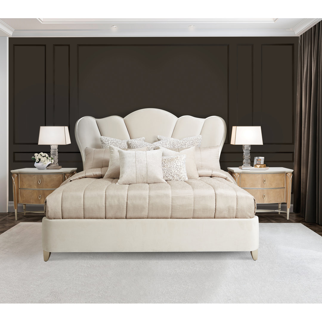 Villa Cherie Upholstered Standard 3 Piece Bedroom Set Michael Amini Bed