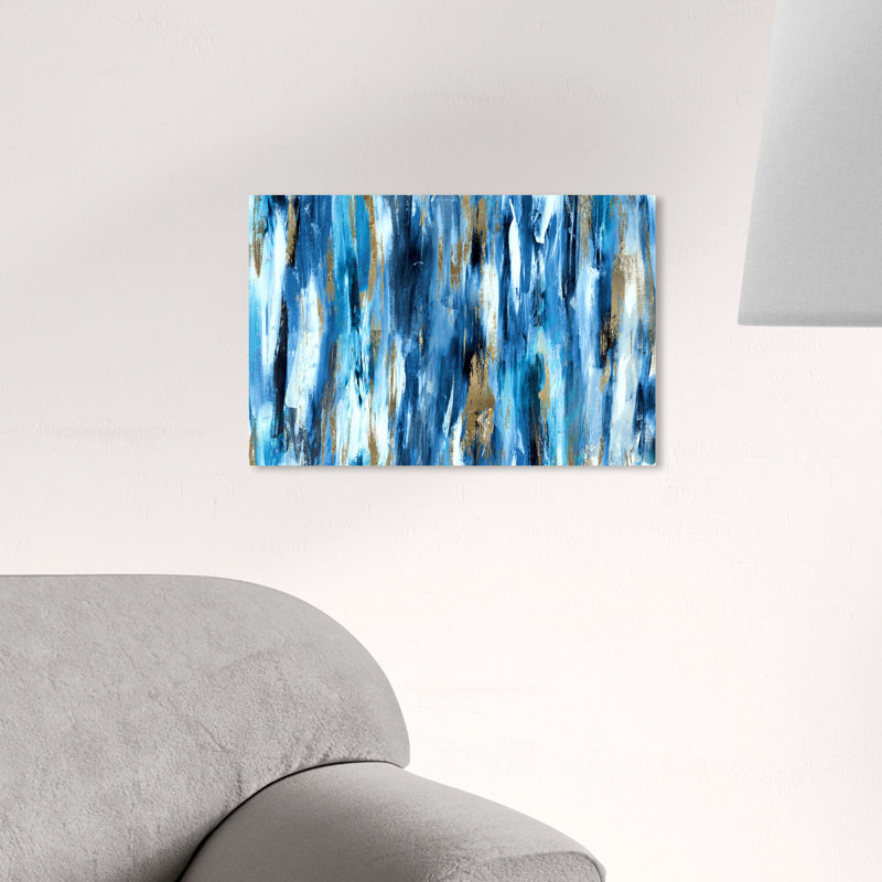 «Abstract Lapis Flowing Blues», reproduction d'art sur toile, Toile tendue, H 36 po x l 54 po x P 1,5 po